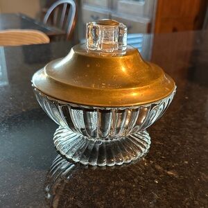Glass Trinket Dish with Gold-Tone Lid